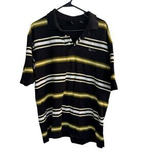 Kani Gold Polo Men's XL Black/Gold Striped Collared Short Sleeve Golf Shirt